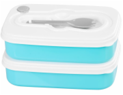 MagicHome Lunchbox, čtvercový, 2 kusy, s vidličkou/lžící, 1 litr, 20,8x13,5x12,4 cm
