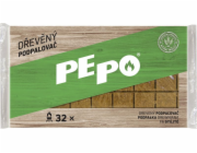 Podpaľovač PE-PO® drevný pevný, 32 ks, rozpaľovač na gril, kachle, krby, pece