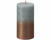 Sviečka Bolsius Rustic, valcová, Vianoce, Sunset Eucalyptus Green + Copper, 130/68 mm