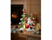 Dekorace MagicHome Vánoce, Stromeček se Santou, LED, terakota, 2xAAA, 27,3x11x34 cm