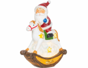 MagicHome Vánoční dekorace, Santa na koni, LED, polyresin, 12x5,5x18 cm