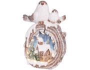Dekorace MagicHome Vánoce, Ptáci s domečky, LED, keramika, 3xAAA, 33,3x16,5x47 cm