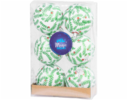 MagicHome Vánoční koule, 6 ks, bílé s třpytivou ozdobou, matné, s dekorem, na vánoční stromek, 8 cm