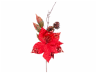 MagicHome Vánoční větvička s květem poinsettie, červená, ...