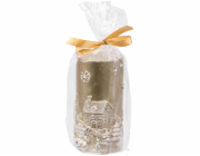 Vánoční svíčka MagicHome, 7x12,5 cm, zlatá, s 3D krajinou
