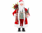 MagicHome Vánoční dekorace, Santa s pytlem s dárky a stromečkem, keramika, 46 cm