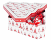 MagicHome Vánoční koule, se stromečky, 6 ks, 7,5 cm, červená/bílá, na vánoční stromeček