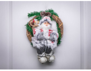 Dekorace MagicHome Vánoce, Santa sedící ve věnci, věnec, 30 cm