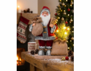 MagicHome Vánoční dekorace, Santa s pytlem a stromečkem, LED, 3xAAA, 30 cm