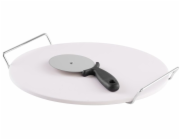 MagicHome kámen na pečení, na pizzu, s kráječem, tác, 33 cm
