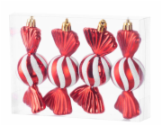 MagicHome Vánoční ozdoba, sada, 4 ks, 11,5 cm, cukroví, červená, na vánoční stromek