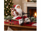 MagicHome Vánoční dekorace, Santa na saních, červená, 46 cm