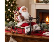 MagicHome Vánoční dekorace, Santa na saních, červená, 46 cm