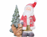 Dekorace MagicHome Vianoce, Santa s veverkou a stromkem, 1 LED, 2xAAA, keramika, 35,50x20x46 cm