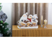 Dekorace MagicHome Vánoce, Santa, sob a sněhulák na saních, keramika, 45x23x34,50 cm