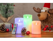 MagicHome Vánoční svíčky, sada 3 ks, LED, 3xAAA, pravý vosk, snadné zapalování, časovač, pohyblivý p