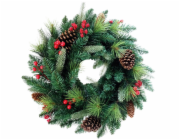 Vánoční věnec MagicHome, Berry, přírodní, s borovicovými šiškami a šiškami, 45 cm