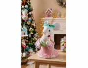 Dekorace MagicHome Christmas Candy Line, myš, růžová, 27 cm