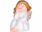 MagicHome Vianoce figurka, sedící anděl, polyresin, 6,7x6...