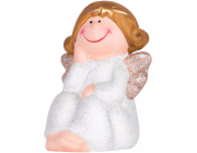 MagicHome Vianoce figurka, sedící anděl, polyresin, 6,7x6,2x11 cm