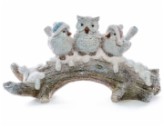 Dekorace MagicHome Vánoce, Ptáci na větvi, polyresin, 31x9,5x16,5 cm