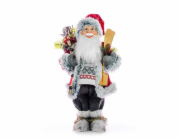 MagicHome Vánoční dekorace, Santa s lyžemi a dřevem, 60 cm