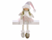 MagicHome Vánoční dekorace, Holčička v růžové sukni, sedící, 33 cm