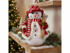 MagicHome Vánoční dekorace, Sněhulák s lyžemi, 30 cm