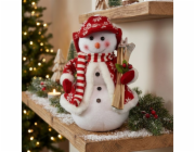 MagicHome Vánoční dekorace, Sněhulák s lyžemi, 30 cm
