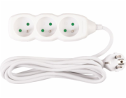 Kabel DG-F803B L-3 m, prodlužovací kabel, bílý, 3x zásuvka