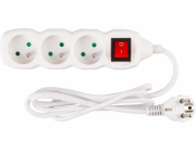 Kabel DG-F803BK L-1,5 m, prodlužovací kabel, bílý, 3x zásuvka + vypínač