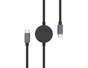 Fixed Pevný napájecí kabel pro hodinky s konektory USB-C/USB-C a nabíječkou pro Apple/Samsung Watch 1,5 m PD 60W šedý