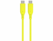 PREMIUMCORD Kabel USB-C na USB-C, 60W, 480Mbps, silikonový, žlutý, 1,5m