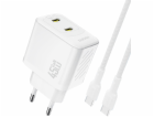 Dudao 2x USB-C nabíječka do zásuvky s kabelem USB-C GaN P...