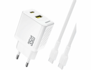 Dudao USB-A USB-C nabíječka do zásuvky s kabelem USB-C PD QC 35W - bílá USB-A USB-C nabíječka do zásuvky s kabelem USB-C PD QC 35W - bílá