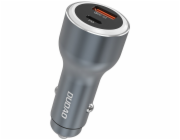 Dudao USB-A USB-C PD QC LED nabíječka do auta 120W - šedá USB-A USB-C PD QC LED nabíječka do auta 120W - šedá
