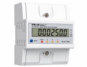 Qoltec Třífázový elektronický elektroměr s resetem | Elektroměr na DIN lištu | 400V | 100A | LCD | LED | 4P