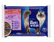 OPTIVITAL Lamb and beef Box - mokré krmivo pro kočky - 4x85g