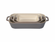 Staub Ofenformenset 3-tlg.  Keramik, rechteckig,Antik-Grau