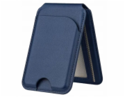 Jabees Magnetická peněženka MagSafe na telefon pro 4 karty RFID zámek + stojánek / Magwallet Secure tmavě modrá