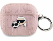 Karl Lagerfeld KLA3PGKCPP Kryt na AirPods 3 růžový/růžový s monogramem a hlavou Karla a Choupette