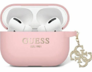 Guess Guess GUAP2LECG4P Kryt na AirPods Pro 2 růžový/růžový tekutý silikonový třpytivý trojúhelníkový přívěsek