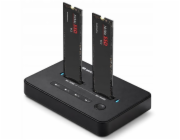 Qoltec 52366 Dokovací stanice M.2 NVMe SSD | PCIe | USB-C | 20 Gb/s | DVOJITÁ 2 x 8TB | Offline klonování