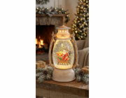 Lampáš MagicHome Vianoce Retro, LED teplá biela, so santom na saniach, s trblietkami, biely, 3xAA, p