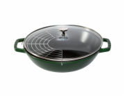 Staub Wok 30 cm with lid  Cast Iron, basil-green