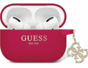 Guess GUAP2LECG4M kryt na AirPods Pro 2 fialový/purpurový tekutý silikonový třpytivý trojúhelníkový přívěsek