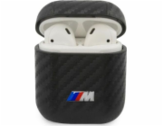 BMW Ochranné pouzdro PU Carbon M Collection pro AirPods 1/2 černé