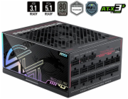 MSI zdroj MPG Ai1300TS PCIE5/ 1300W/ ATX3.1/ akt. PFC/ 12 let záruka/ 135mm ventilátor/ modulární/ 80PLUS Titanium