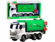 LeanToys Velký popelářský vůz Funkce zvedání 2 popelnice Světla Zvuky Zelená 1:10