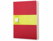 Moleskine Sada 3 zápisníků Cahier, XL, 19x25cm, bez potisku, 120 stran, brusinkově červená